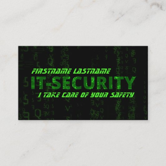 IT-Security Cybercrime-Spezialist für Cybersicherh Visitenkarte (Vorderseite)