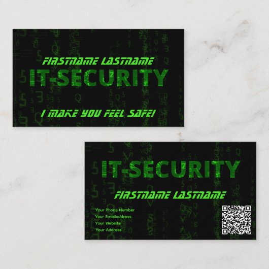 IT-Security Cybercrime-Spezialist für Cybersicherh Visitenkarte (Vorne/Hinten)