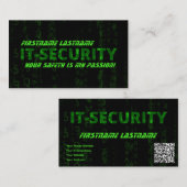 IT-Security Cybercrime-Spezialist für Cybersicherh Visitenkarte (Vorne/Hinten)
