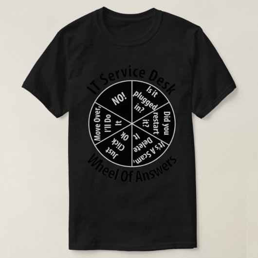 IT Service Desk Wheel of Answer Information Techno T-Shirt (Design vorne)