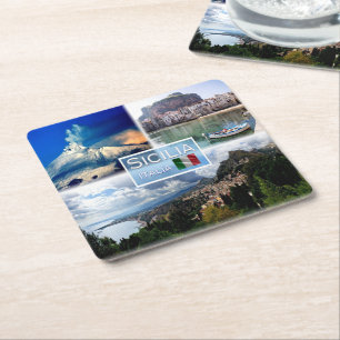 IT Sicilia - Ätna - Cefalu' - Taormina Rechteckiger Pappuntersetzer