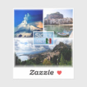 IT Sizilien - Vulkan Ätna - Cefalu' - Taormina - Aufkleber (Blatt)