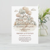 It Takes A Village Baby Shower Einladung (Stehend Vorderseite)