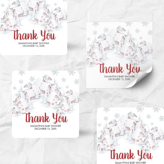 It Takes a Village Baby Shower Quadratischer Aufkleber