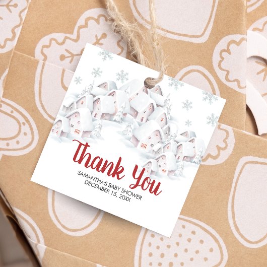 It Takes a Village Baby Shower Square Geschenkanhänger