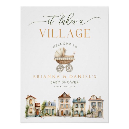 It Takes a Village Baby Shower Welcome Poster (Vorderseite)