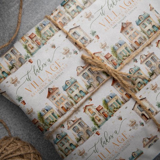 It Takes a Village Baby Shower Wrapping Paper Geschenkpapier