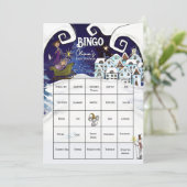 It Takes a Village: Blue Winter Magic Bingo Card Einladung (Stehend Vorderseite)