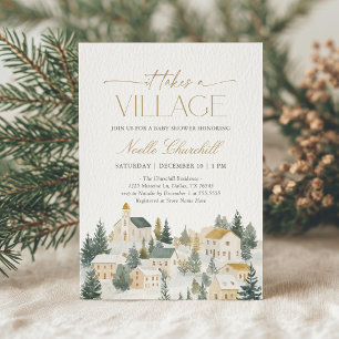 It Takes a Village Christmas Baby Shower Einladung