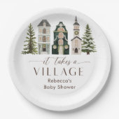 It Takes a Village Christmas Baby Shower Pappteller (Vorderseite)