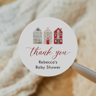 It Takes a Village Christmas Baby Shower Runder Aufkleber