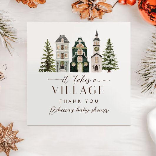 It Takes a Village Christmas Baby Shower Serviette