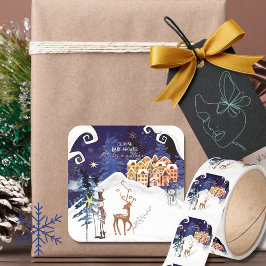 It Takes a Village Guardian Snowman Baby Shower Quadratischer Aufkleber