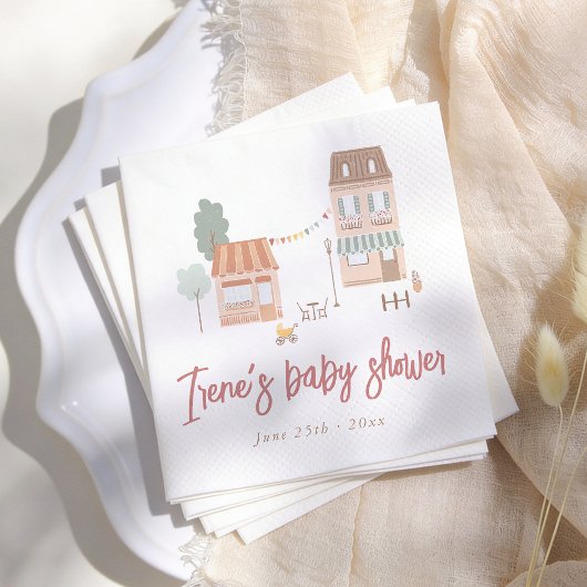 It Takes A Village Hand Drawn Baby Shower Serviette