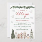 It Takes a Village Snowflake Winter Baby Shower Einladung (Vorderseite)