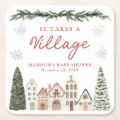 It Takes a Village Snowflake Winter Baby Shower Rechteckiger Pappuntersetzer (Vorderseite)
