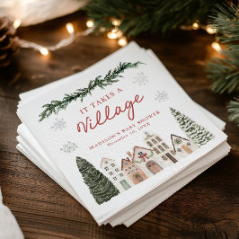 It Takes a Village Snowflake Winter Baby Shower Serviette