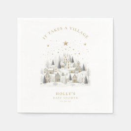 It Takes a Village Snowy Whimsical Baby Shower  Serviette