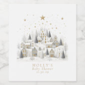 It Takes a Village Snowy Whimsical Baby Shower Weinetikett (Einzelnes Label)