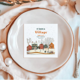It Takes a Village Winter Baby Shower Napkins Serviette