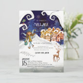 It Takes a Village Winter Fairy Baby Shower Einladung (Stehend Vorderseite)
