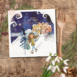 It Takes a Village Winter Fairy Girl Baby Shower  Serviette