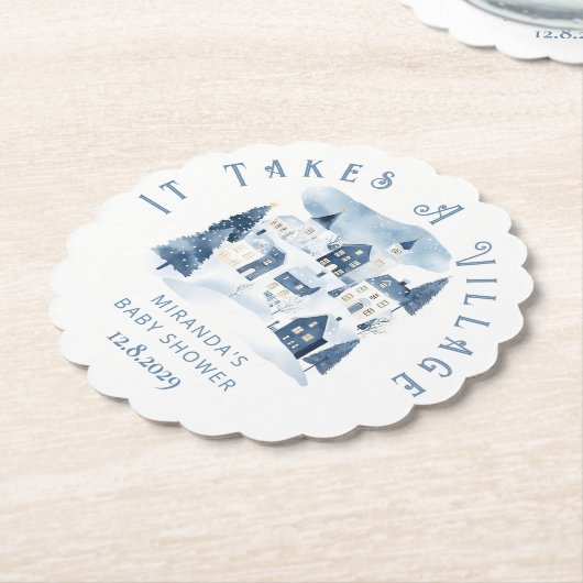 It takes a Village Winter Night Snow Baby Shower Untersetzer (angewinkelt)