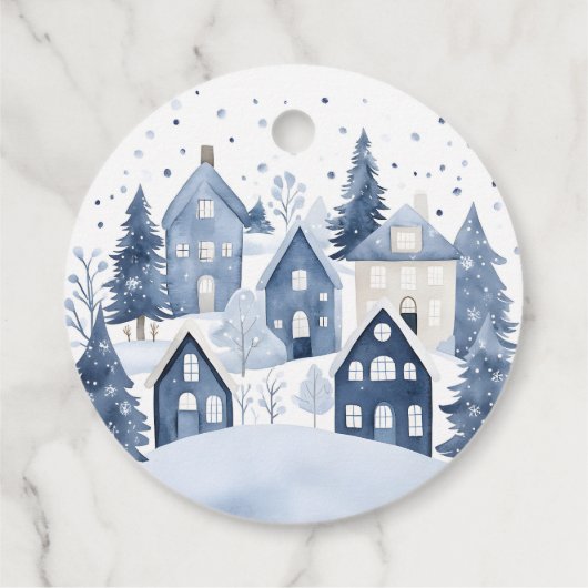 It takes a Village Winter Night Snow Thank you Geschenkanhänger (Rückseite)