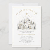 It Takes a Village Winter Photo Baby Shower Einladung (Vorderseite)