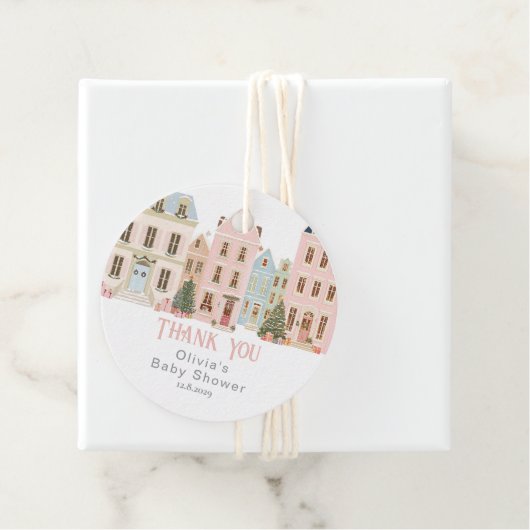 It takes a Village Winter Pink Snow Thank you Geschenkanhänger (Beispiel)