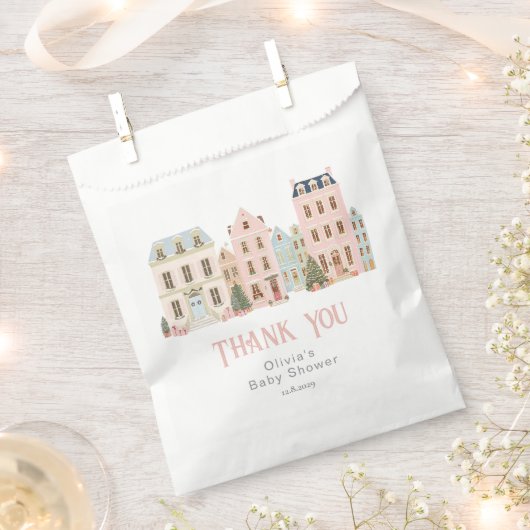 It takes a Village Winter Pink Snow Thank you Geschenktütchen (Ausgeschnitten)