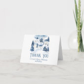 It Takes a Village Winter Snow Baby Shower Dankeskarte (Vorderseite)