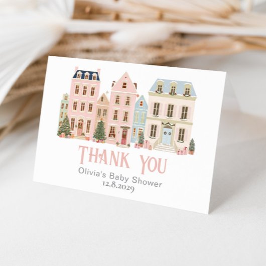 It Takes a Village Winter Snow Baby Shower Dankeskarte