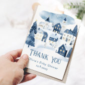 It Takes a Village Winter Snow Baby Shower Dankeskarte