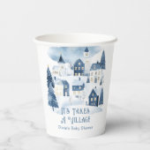 It Takes a Village Winter Snow Baby Shower Pappbecher (Rückseite)
