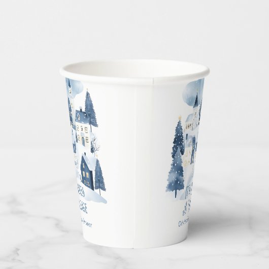 It Takes a Village Winter Snow Baby Shower Pappbecher (Rechts)