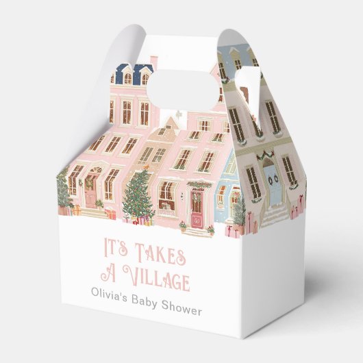 It Takes a Village Winter Snow Girl Baby Shower Geschenkschachtel (Vorderseite)