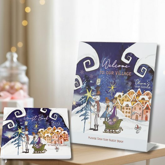 It Takes a Village Winter Welcome & Guest book Sockelschild