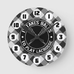 It Takes Balls To Play Lacrosse Round Clock Runde Wanduhr