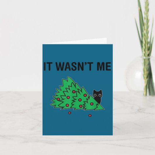 It Wasn't Me Funny Saying Christmas Tree And Cat X Karte (Vorderseite)