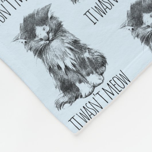 It Wasn't Meow Cute Fluffy Kitten Light Blue Fleecedecke (Ecke)
