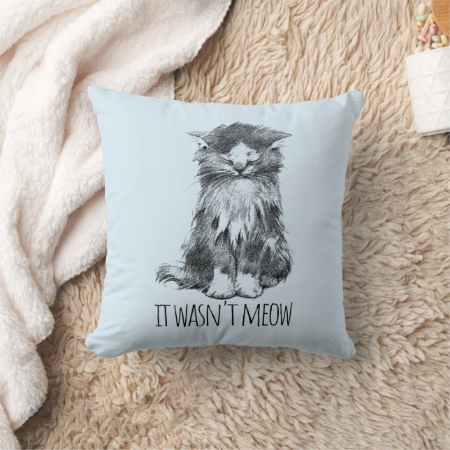 It Wasn't Meow Cute Fluffy Kitten Light Blue Kissen (Decke)