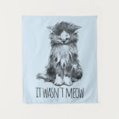 It Wasn't Meow Cute Fluffy Kitten Light Blue Wandteppich (Vorderseite)