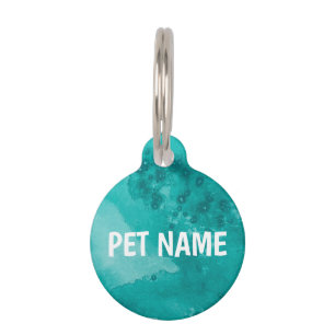 IT Watercolor Aquamarin Green Name Tag-ID Haustiermarke