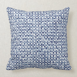 Itajime Shibori blaues Karo-Textilgeometrische Kissen