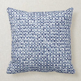 Itajime Shibori blaues Karo-Textilgeometrische Kissen