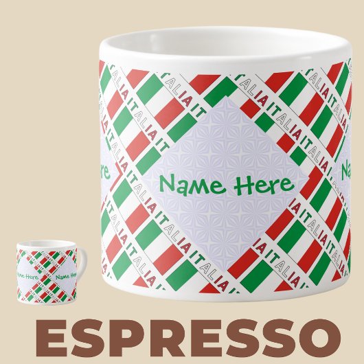 Italia Bandiera Italiana Tiled Green Personalisier Espressotasse