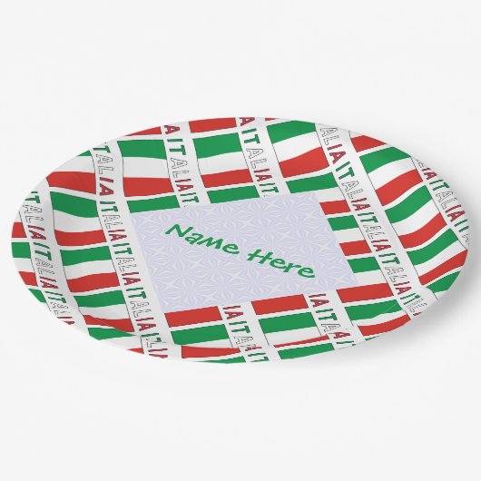 Italia Bandiera Italiana Tiled Green Personalisier Pappteller (Schrägansicht)