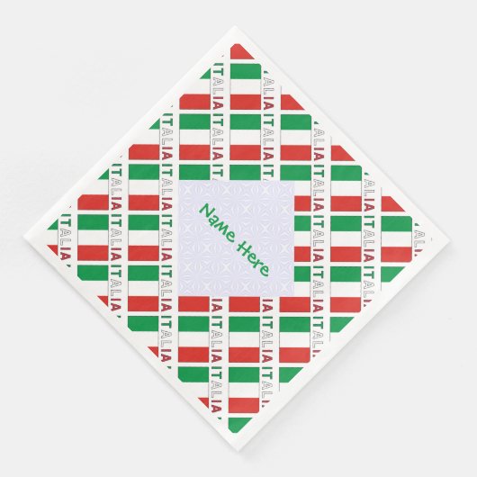 Italia Bandiera Italiana Tiled Green Personalisier Serviette (Ecke)