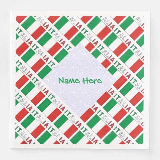 Italia Bandiera Italiana Tiled Green Personalisier Serviette (Vorderseite)